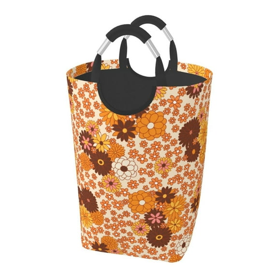 Bingfone Hippie Ditsy Floral Laundry Hamper,Large Canvas Fabric Lightweight Storage Basket Toy Organizer Dirty Clothes Collapsible