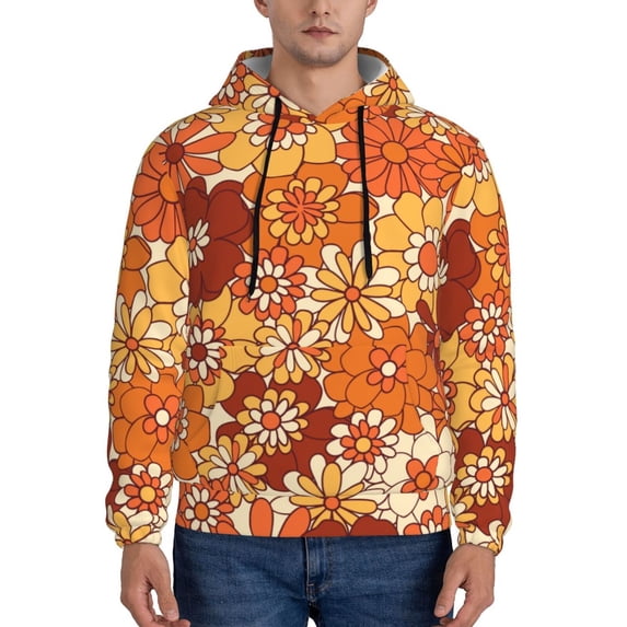 Bingfone Hippie Flower Men'S Drawstring Hoodie Long Sleeve Pocket Sweatshirts-3x-Large
