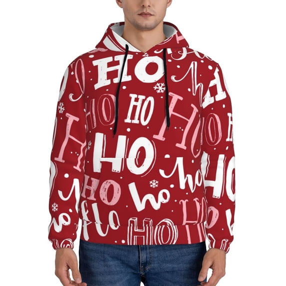 Bingfone Ho Pattern Funny Christmas Men'S Drawstring Hoodie Long Sleeve Pocket Sweatshirts-Medium
