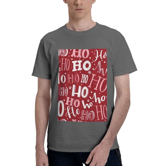 Bingfone Ho Pattern Funny Christmas Men'S Loose Fit Short-Sleeve Pocket T-Shirt