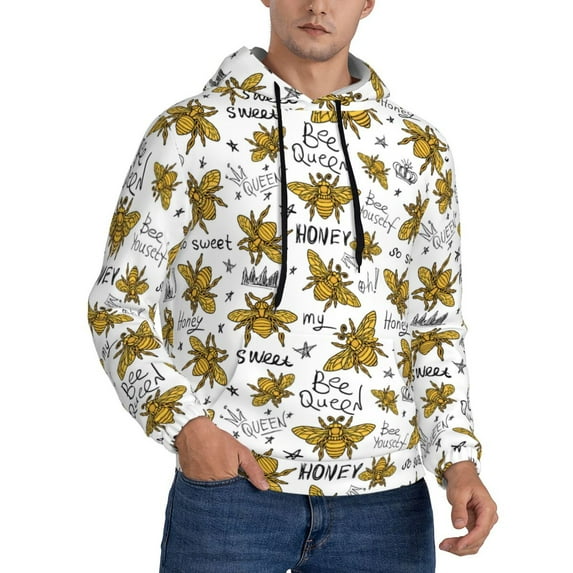 Bingfone Hohey Bee Golden2 Men's Drawstring Hoodie Long Sleeve Pocket Sweatshirts-4X-Large