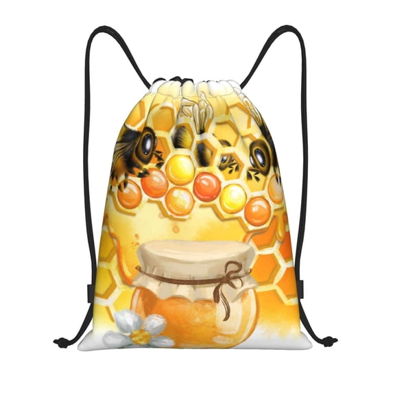 Bingfone Honey Bee Drawstrings Backpacks Bags For Men Women Gym Drawstrings Bag