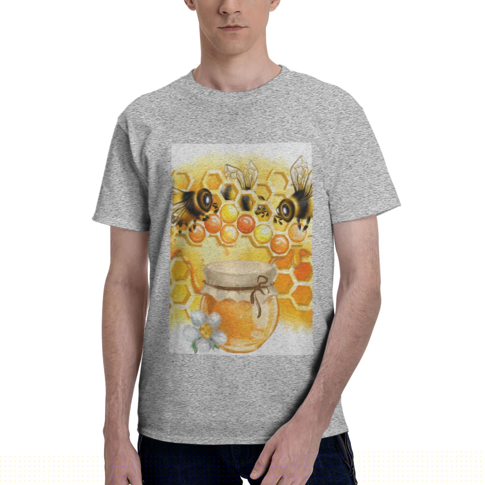 Bingfone Honey Bee Men'S Loose Fit Short-Sleeve Pocket T-Shirt