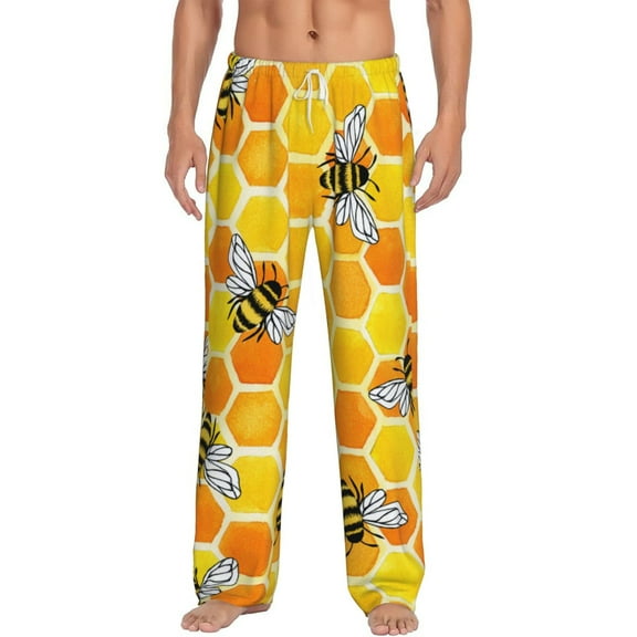 Bingfone Honeycombs Mens All Over Print Sleep Pajama Pants-Small