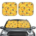 thumbnail image 1 of Bingfone Honeycombs Print 2-Piece Sun Shade Front Windshield - Foldable Car Front Window Sunshades For Most Sedans Suv Truck - Medium, 1 of 7