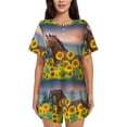 thumbnail image 1 of Bingfone Horse Sunflowers Print Pajamas Sets for Women Soft Short-Sleeved Pjs with Lounge Shorts Two Piece Sleepwear, 1 of 8