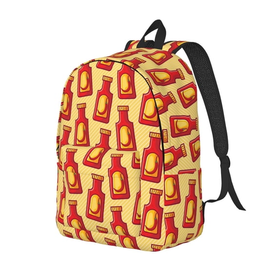 Bingfone Hot Chili Print Canvas College Laptop Backpack, Large Capacity Lightweight College Bookbag Casual Daypack-Medium