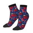 thumbnail image 1 of Bingfone Hot Cocoa Snowflake Mittens Design Patterned Men's Women's Casual Cotton Socks, 1 of 5