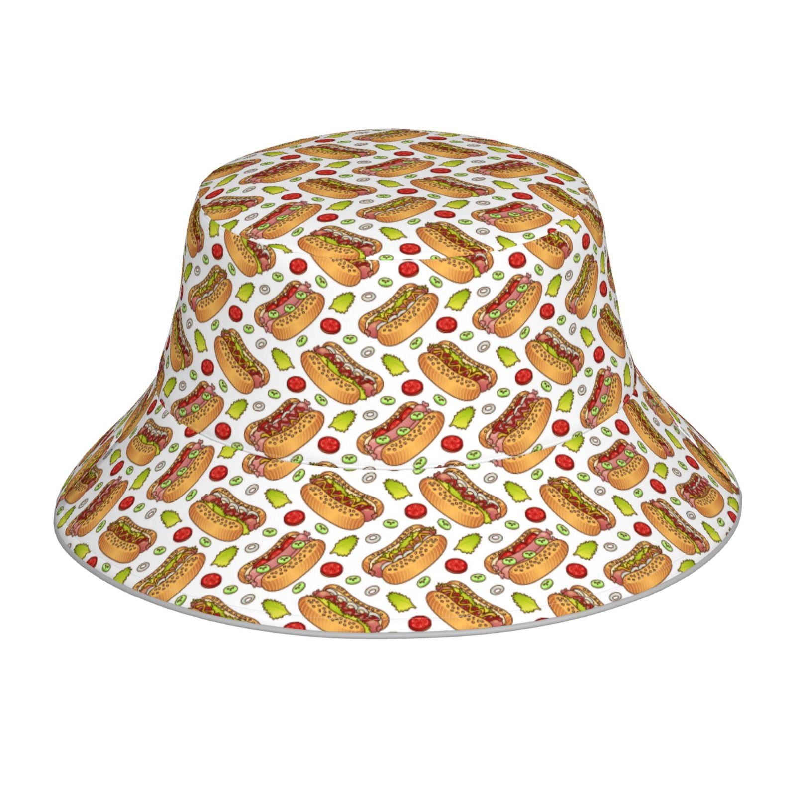Bingfone Hot Dog 7 Bucket Hat for Men Women,Packable Reversible Printed