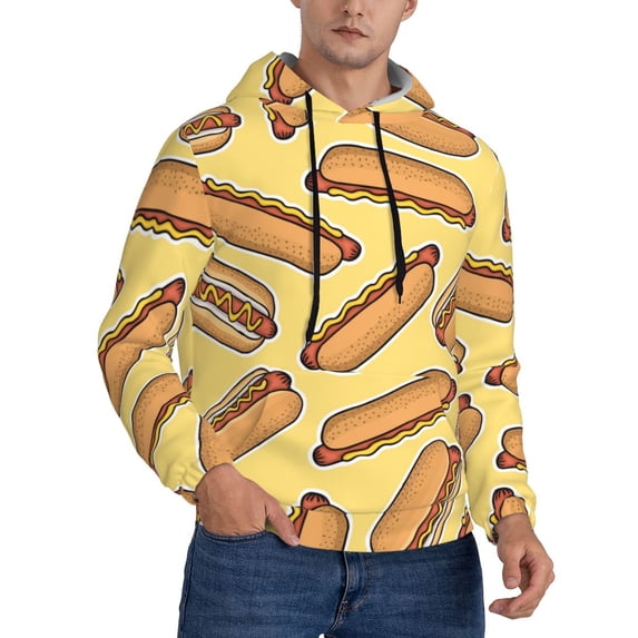Bingfone Hot Dogs Men's Drawstring Hoodie Long Sleeve Pocket Sweatshirts-3X-Large