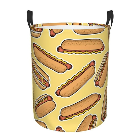 Bingfone Hot Dogs Waterproof Foldable Laundry Hamper Bucket With Handles For Storage Bin,Clothes Hamper (Medium )