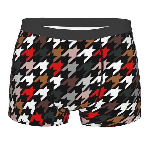 Bingfone Houndstooth Green Red Men'S Underwear - Casual Stretch Boxer Briefs-Medium