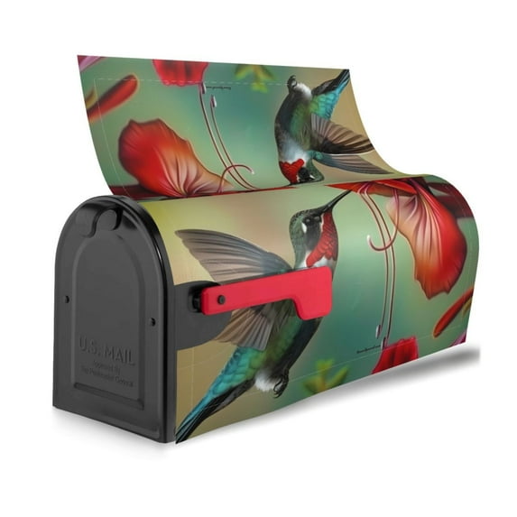 Bingfone Hummingbird Floral Paradise Magnetic Mailbox Cover Standard Size for Garden Yard Outdoor Decorations-21x18 in
