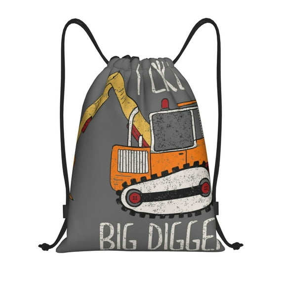 Bingfone I Like Big Digger Drawstrings Backpacks Bags For Men Women Gym Drawstrings Bag