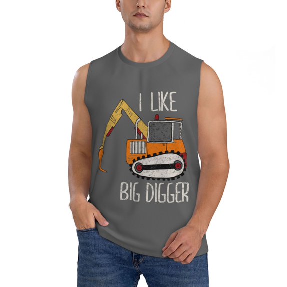 Bingfone I Like Big Digger Pattern Men's Tank Tops Workout Sleeveless Tee Shirts Running Beach Tanks for Men-Medium