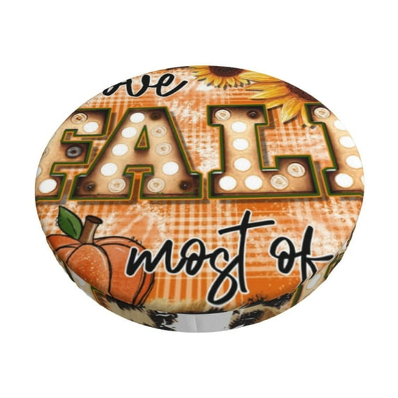 Bingfone I Love Fall Most Of All Padded Round Bar Stool Cover Cushion with Elastic Fabric Round Chair Seat - I Love Fall Most Of All