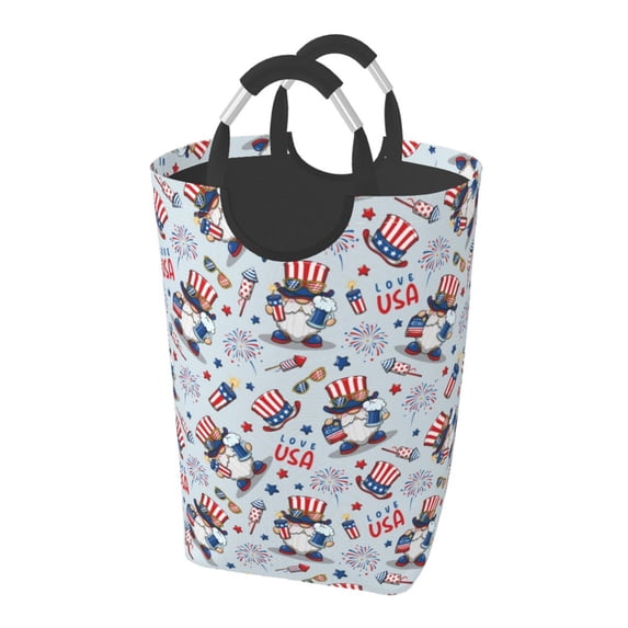 Bingfone I Love USA Laundry Hamper,Large Canvas Fabric Lightweight Storage Basket Toy Organizer Dirty Clothes Collapsible