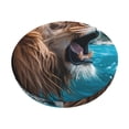 thumbnail image 1 of Bingfone Ice Blue Coastal Lion Padded Round Bar Stool Cover Cushion with Elastic Fabric Round Chair Seat - Ice Blue Coastal Lion, 1 of 7