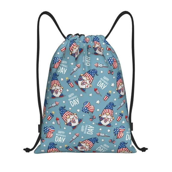 Bingfone Independence With Gnome Drawstrings Backpacks Bags for Men Women Gym Drawstrings Bag-Medium