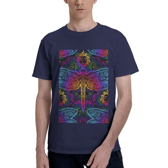 Bingfone Indian Mandalas Dragonfly Men'S Loose Fit Short-Sleeve Pocket T-Shirt