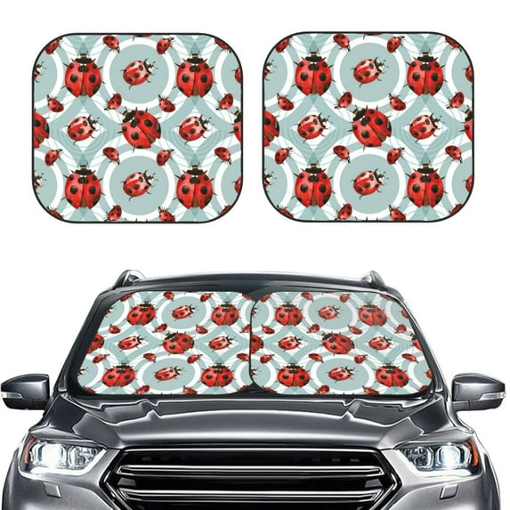 Bingfone Insects Windshield Sun Shade 2-Piece Foldable Car Front Window Sunshade For Most Sedans Suv Truck - Auto Sun Blocker Visor Protector Blocks Max Uv Rays - Large