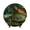 thumbnail image 1 of Bingfone Intellectual Frog Pond Print Bone China Dinner Decorative Plates,Handmade Ceramic Dinner Plate with Stand for Home Club-6in, 1 of 6
