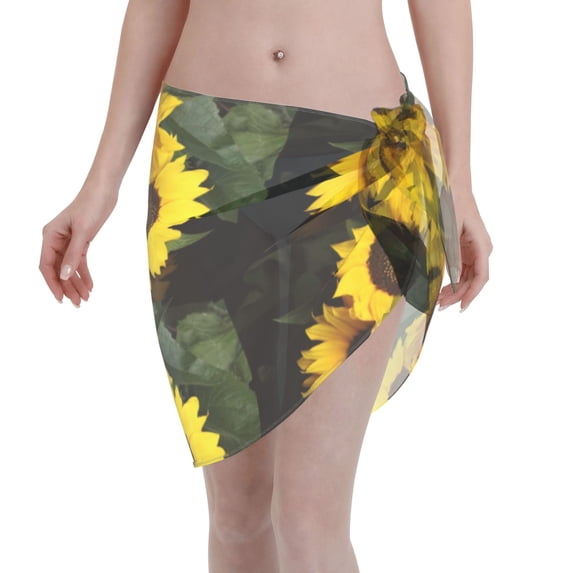 Bingfone Japanese Were Blossoming Women's Sarong Swimsuit Cover Ups Bathing Suit Coverups Chiffon Beach Wrap Skirts