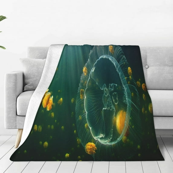 Bingfone Jelly Fish Print Flannel Fleece Blanket Throw Blanket For Bed,Sofa,Couch,Travel,Camping(80"X60")