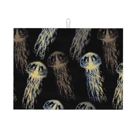Bingfone Jellyfish ,18" X 24"Dish Drying Mat For Kitchen Counter,Ultra Absorbent Microfiber
