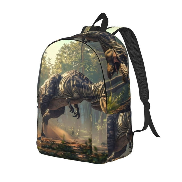 Bingfone Jungle Dinosaur Print Canvas College Laptop Backpack, Large