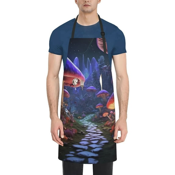 Bingfone Jungle Path Glowing Mushrooms Apron Gifts For Men, Women Professional Grade Chef Apron for Kitchen,BBQ & Grill