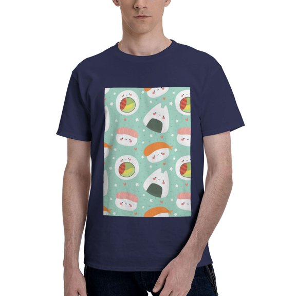 Bingfone Kawaii Sushi Men'S Loose Fit Short-Sleeve Pocket T-Shirt