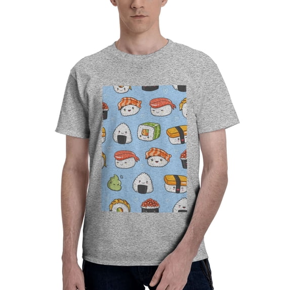 Bingfone Kawaii Sushi Men'S Loose Fit Short-Sleeve Pocket T-Shirt
