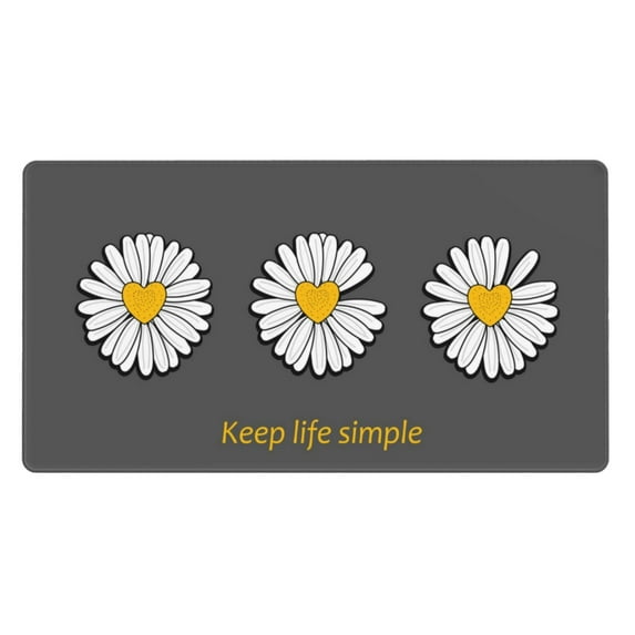 Bingfone Keep Life Simple Daisy Flower Large Gaming Mouse Pad,Extended Desk Mousepad With Stitched Edges,Non-Slip Base,Water Resist Keyboard Pad For Gamer, Office & Home, 29.5 X 16 In