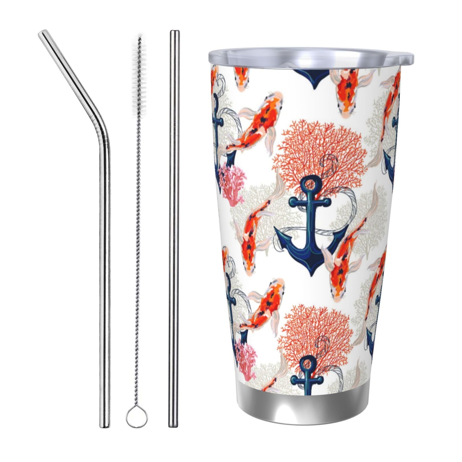Bingfone Koi Fish And Corals for 20 Oz Stainless Steel Travel Mug