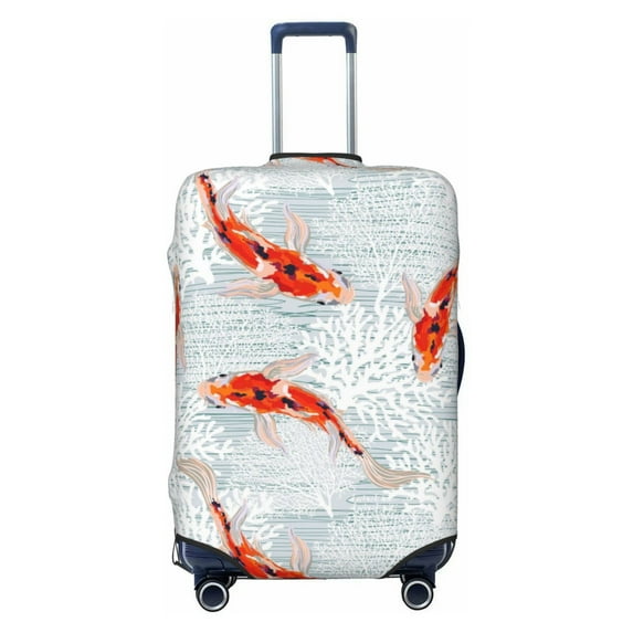 Bingfone Koi Fish Corals,Spring Summer Luggage Cover Washable Suitcase Cover Protector Anti-Scratch Suitcase Cover Fits 18-32 Inch Luggage (without luggage)