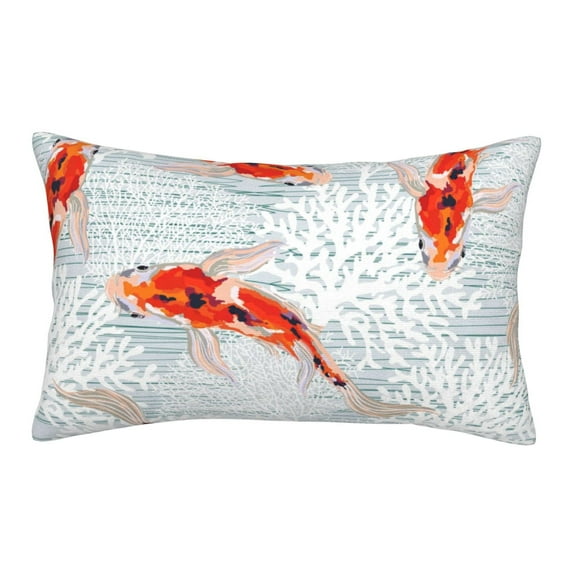 Bingfone Koi Fish Corals,Spring Summer Standard Size Pillowcase, Long Staple Pure Cotton Envelope Closure Pillow Cover,14"X20"
