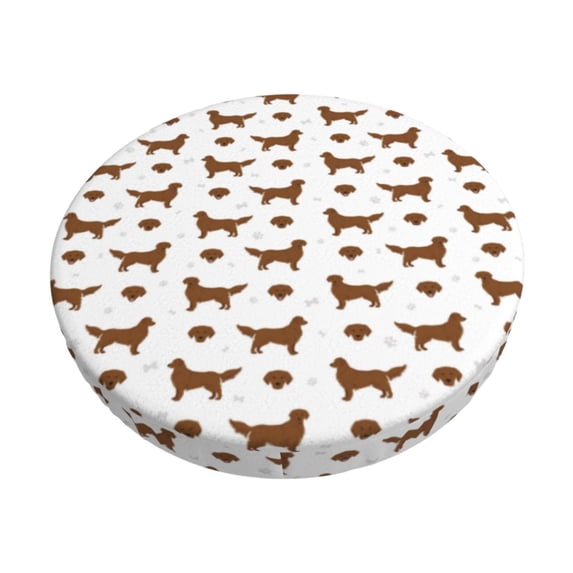 Bingfone Labrador Retriever Dog Padded Round Bar Stool Cover Cushion with Elastic Fabric Round Chair Seat - Labrador Retriever Dog