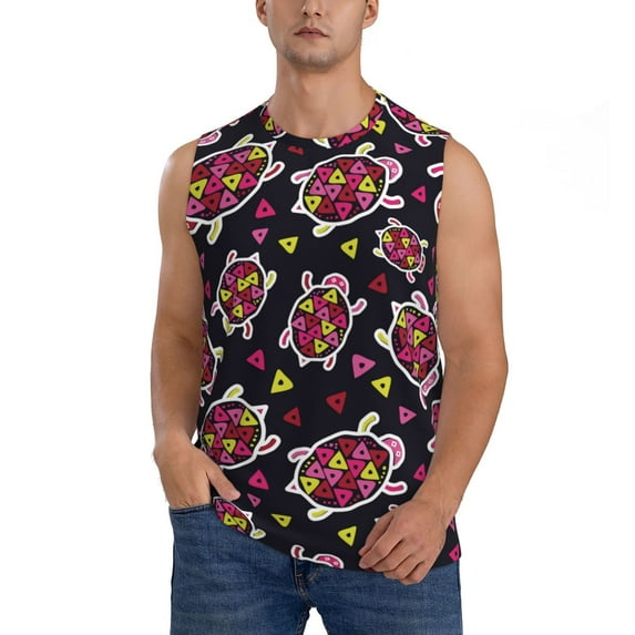 Bingfone Ladybug Pattern Men's Tank Tops Workout Sleeveless Tee Shirts Running Beach Tanks for Men-Small