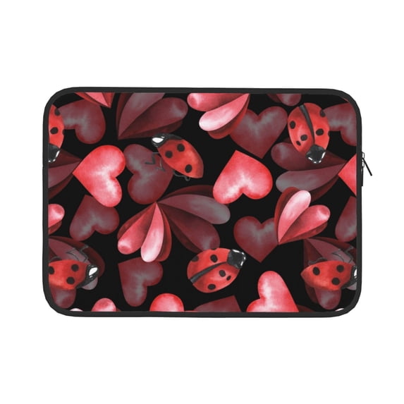 Bingfone Ladybugs And Red Hearts Laptop Sleeve Case 15 Inch, 360° Protective Computer Carrying Bag