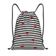 thumbnail image 1 of Bingfone Ladybugs On Black And White Striped Drawstrings Backpacks Bags For Men Women Gym Drawstrings Bag, 1 of 9