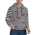 thumbnail image 1 of Bingfone Ladybugs On Black And White Striped Men'S Drawstring Hoodie Long Sleeve Pocket Sweatshirts-Small, 1 of 9