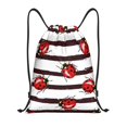 thumbnail image 1 of Bingfone Ladybugs On Black And White Striped1 Drawstrings Backpacks Bags For Men Women Gym Drawstrings Bag, 1 of 9