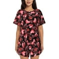 thumbnail image 1 of Bingfone Ladybugs and Red Hearts Print Pajamas Sets for Women Soft Short-Sleeved Pjs with Lounge Shorts Two Piece Sleepwear, 1 of 8
