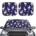 thumbnail image 1 of Bingfone Lama In Space Windshield Sun Shade 2-Piece Foldable Car Front Window Sunshade For Most Sedans Suv Truck - Auto Sun Blocker Visor Protector Blocks Max Uv Rays - Large, 1 of 7