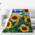 thumbnail image 1 of Bingfone Landscape With Sunflowers Print Flannel Fleece Blanket Throw Blanket For Bed,Sofa,Couch,Travel,Camping(60"X50"), 1 of 9