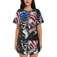 thumbnail image 1 of Bingfone Largemouth Bass Fish in USA Print Pajamas Sets for Women Soft Short-Sleeved Pjs with Lounge Shorts Two Piece Sleepwear, 1 of 8