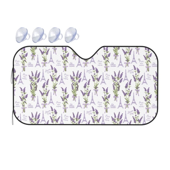 Bingfone Lavender Flowers Car Windshield Sunshade,Sun Foldable Sun Shield Sun Visor for Car - Medium