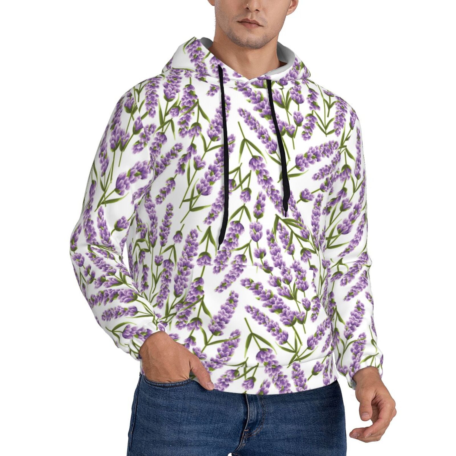 Floral Bounty White Men's Long Sleeve Fleece Hoodie