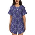 thumbnail image 1 of Bingfone Lavender Flowers Print Pajamas Sets for Women Soft Short-Sleeved Pjs with Lounge Shorts Two Piece Sleepwear, 1 of 8